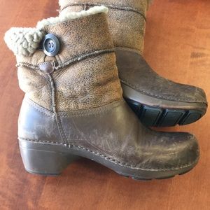 Dansko Shearling Stormy clog / boots Brown leather
